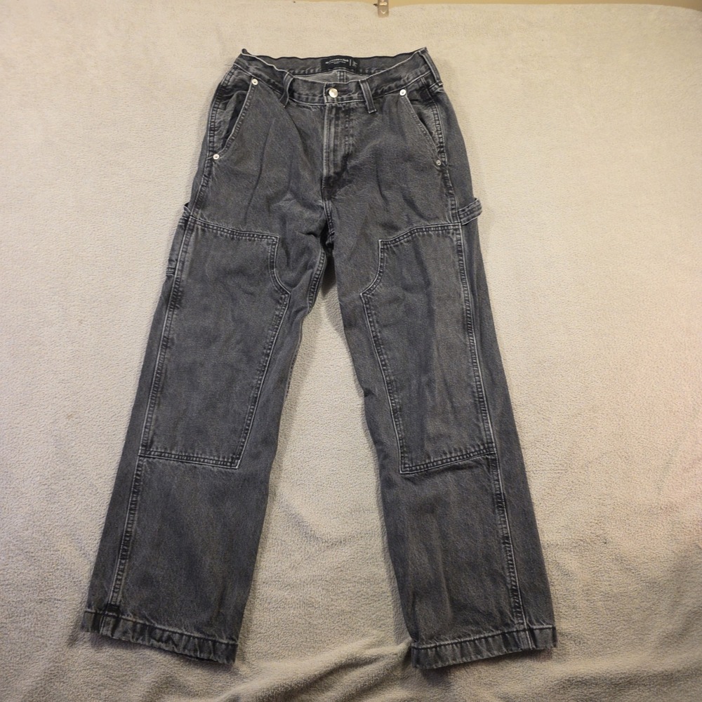Abercrombie & Fitch Carpenter Jeans Mens 28x30 (Fits 28x27) Black Baggy Skater